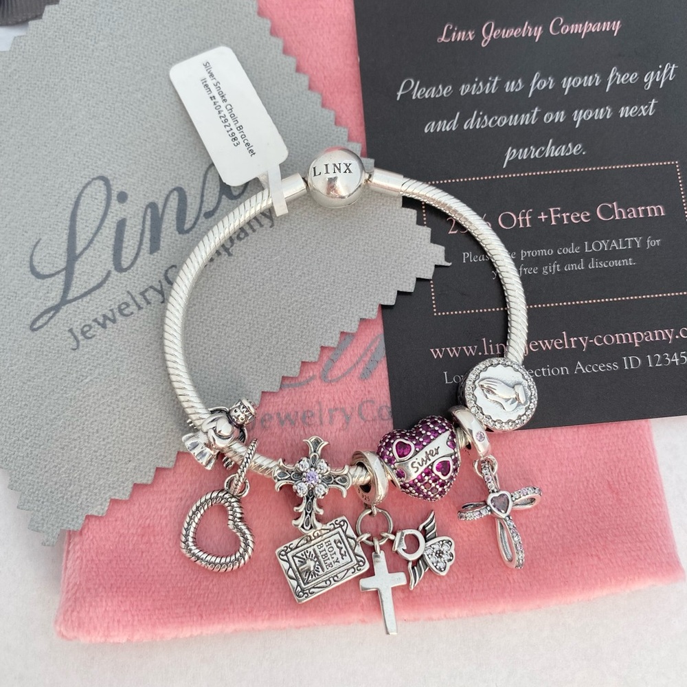 Linx Snake Chain Bracelet with Religious Sister Themed Charms